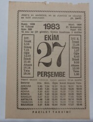 27 Ekim 1983 Takvim Yaprağı - Doğum Günü Hediyesi EFM(N)6731 - Gökçekoleksiyon
