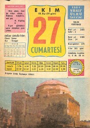 27 Ekim 1984 Takvim Yaprağı - Doğum Günü Hediyesi EFMN14812 - Gökçekoleksiyon