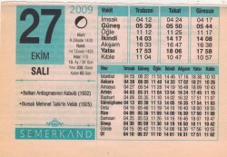 27 Ekim 2009 Takvim Yaprağı EFM(N)3306 - 1