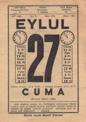 27 Eylül 1963 Takvim Yaprağı EFM(N)3641 - 2