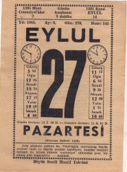 27 Eylül 1965 Takvim Yaprağı EFM(N)3640 - 3