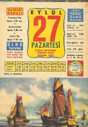 27 Eylül 1982 Takvim Yaprağı - Doğum Günü Hediyesi EFM(N)12445 - Gökçekoleksiyon