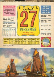 27 Eylül 1984 Takvim Yaprağı - Doğum Günü Hediyesi EFMN14839 - Gökçekoleksiyon