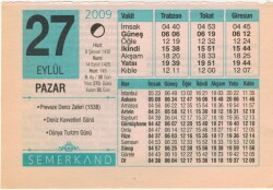 27 Eylül 2009 Takvim Yaprağı EFM(N)2950 - 3