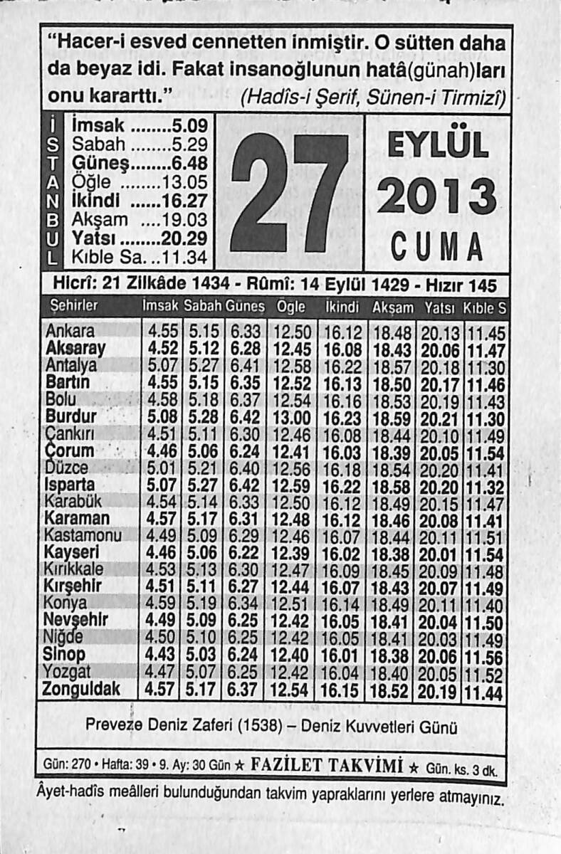 27 Eylül 2013 Takvim Yaprağı - Doğum Günü Hediyesi EFMN13595 - 1