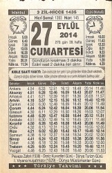 27 Eylül 2014 Takvim Yaprağı - Doğum Günü Hediyesi EFMN14317 - Gökçekoleksiyon