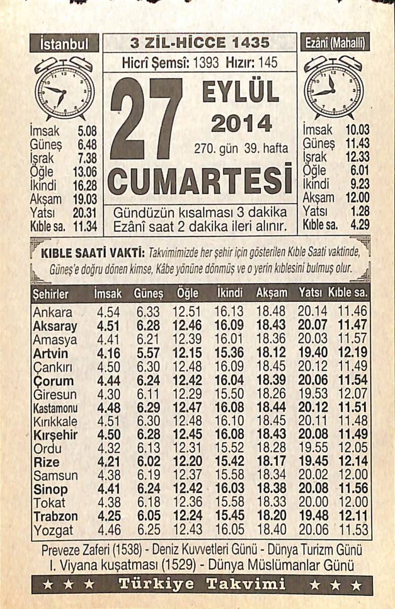 27 Eylül 2014 Takvim Yaprağı - Doğum Günü Hediyesi EFMN14317 - 1