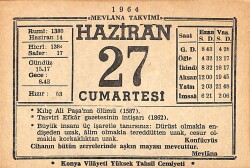 27 Haziran 1964 Takvim Yaprağı - Doğum Günü Hediyesi EFMN15553 - Gökçekoleksiyon