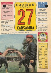 27 Haziran 1973 Takvim Yaprağı - Doğum Günü Hediyesi EFM(N)12372 - Gökçekoleksiyon