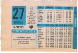 27 Haziran 2011 Takvim Yaprağı EFM(N)1223 - Gökçekoleksiyon