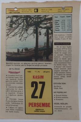27 Kasım 1980 Takvim Yaprağı - Doğum Günü Hediyesi EFM(N)7213 - 1