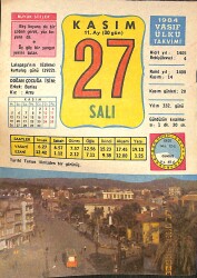27 Kasım 1984 Takvim Yaprağı - Doğum Günü Hediyesi EFMN14784 - Gökçekoleksiyon