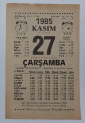 27 Kasım 1985 Takvim Yaprağı - Doğum Günü Hediyesi EFM(N)6703 - Gökçekoleksiyon