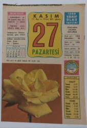 27 Kasım 1989 Takvim Yaprağı - Doğum Günü Hediyesi EFM(N)6747 - Gökçekoleksiyon