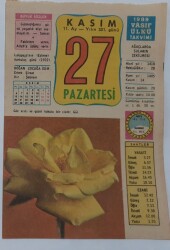 27 Kasım 1989 Takvim Yaprağı - Doğum Günü Hediyesi EFM(N)6831 - Gökçekoleksiyon