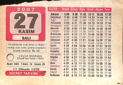 27 Kasım 2007 Takvim Yaprağı - Doğum Günü Hediyesi EFMN15994 - Gökçekoleksiyon