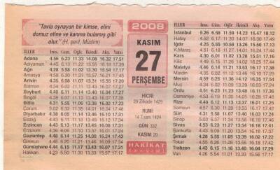 27 Kasım 2008 Takvim Yaprağı EFM(N)3911 - 1