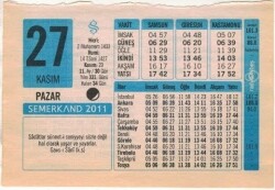 27 Kasım 2011 Takvim Yaprağı EFM(N)1376 - 1