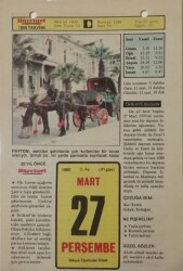 27 Mart 1980 Takvim Yaprağı - Doğum Günü Hediyesi EFM(N)7665 - Gökçekoleksiyon