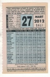 27 Mart 2012 Takvim Yaprağı EFM(N)1897 - 1