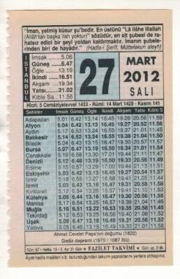 27 Mart 2012 Takvim Yaprağı EFM(N)1897 - 1