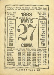27 Mayıs 1983 Takvim Yaprağı - Doğum Günü Hediyesi EFM(N)12150 - Gökçekoleksiyon