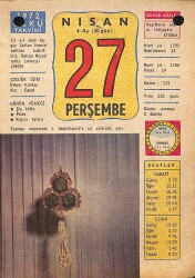 27 Nisan 1972 Takvim Yaprağı - Doğum Günü Hediyesi EFM(N)12258 - Gökçekoleksiyon