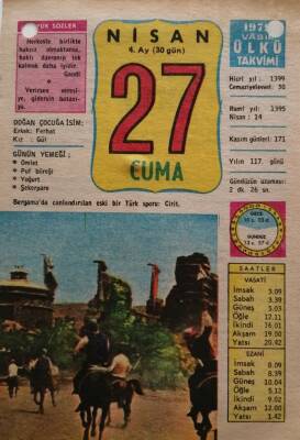 27 Nisan 1979 Takvim Yaprağı - Doğum Günü Hediyesi EFM(N)8502 - 1
