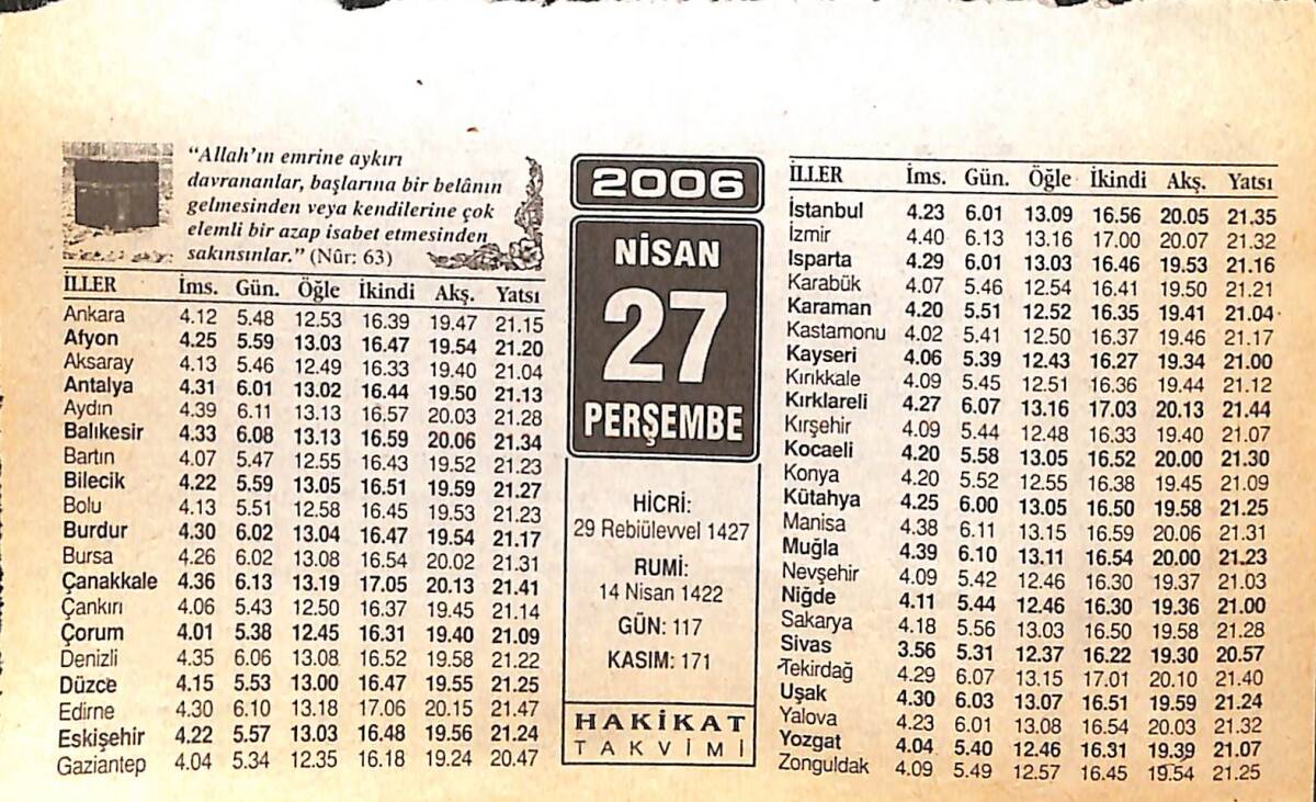 27 Nisan 2006 Takvim Yaprağı - Doğum Günü Hediyesi EFMN13274 - 1
