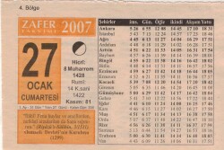 27 Ocak 2007 Takvim Yaprağı EFM(N)5114 - Gökçekoleksiyon