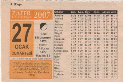 27 Ocak 2007 Takvim Yaprağı EFM(N)5114 - 1