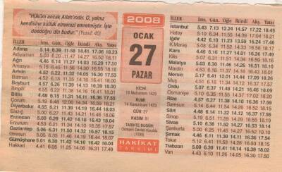27 Ocak 2008 Takvim Yaprağı EFM(N)5014 - 1