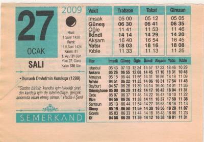 27 Ocak 2009 Takvim Yaprağı EFM(N)4983 - 1