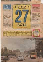 27 Şubat 1972 Takvim Yaprağı EFM(N)5488 - Gökçekoleksiyon