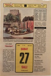 27 Şubat 1979 Takvim Yaprağı - Doğum Günü Hediyesi EFM(N)7583 - Gökçekoleksiyon