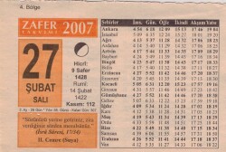 27 Şubat 2007 Takvim Yaprağı EFM(N)5660 - 3