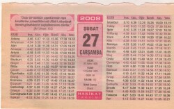 27 Şubat 2008 Takvim Yaprağı EFM(N)5574 - Gökçekoleksiyon