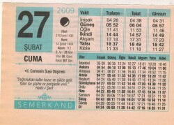 27 Şubat 2009 Takvim Yaprağı EFM(N)5632 - Gökçekoleksiyon