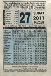 27 Şubat 2011 Takvim Yaprağı - Doğum Günü Hediyesi EFM(N)7580 - Gökçekoleksiyon