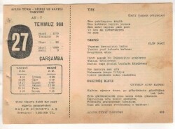 27 Temmuz 1960 Ajans Türk Takvim Yaprağı (Şiirli Saatli) EFM(N) 1674 - 3