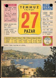 27 Temmuz 1975 Takvim Yaprağı - Doğum Günü Hediyesi EFM(N)9291 - Gökçekoleksiyon