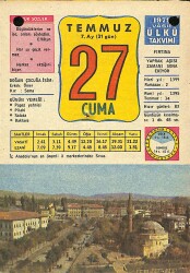 27 Temmuz 1979 Takvim Yaprağı - Doğum Günü Hediyesi EFM(N)11696 - Gökçekoleksiyon