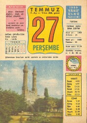 27 Temmuz 1989 Takvim Yaprağı - Doğum Günü Hediyesi EFMN13879 - Gökçekoleksiyon