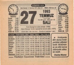 27 Temmuz 1993 Takvim Yaprağı EFM(N)2159 - 1