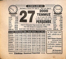 27 Temmuz 2000 Takvim Yaprağı - Doğum Günü Hediyesi EFMN15530 - Gökçekoleksiyon
