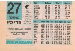 27 Temmuz 2009 Takvim Yaprağı EFM(N)2162 - 3