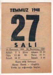 27Temmuz 1948 Takvim Yaprağı EFM(N)1442 - 3