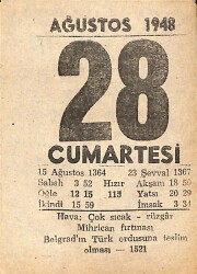 28 Ağustos 1948 Takvim Yaprağı - Doğum Günü Hediyesi EFMN14410 - Gökçekoleksiyon