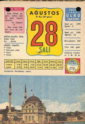 28 Ağustos 1979 Takvim Yaprağı - Doğum Günü Hediyesi EFM(N)10230 - 2
