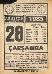 28 Ağustos 1985 Takvim Yaprağı - Doğum Günü Hediyesi EFMN15685 - Gökçekoleksiyon